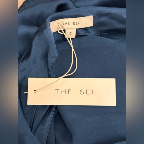 NWT The Sei Drop Sleeve Drape Dress in Marine NEW FWRD MAXI SPLIT ONE SHOULDER - Picture 9 of 9